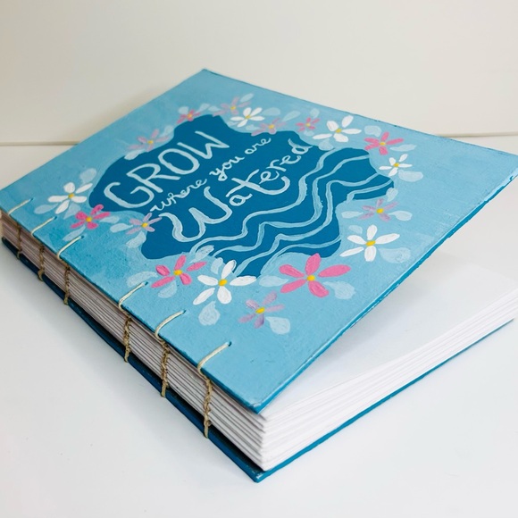 Ready-to-ship Hand Painted Grow Where You Are Watered Notebook - Picture 5 of 7